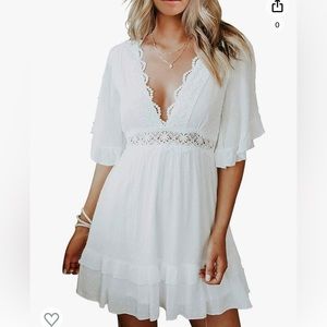 White Swiss Dot Mini Dress